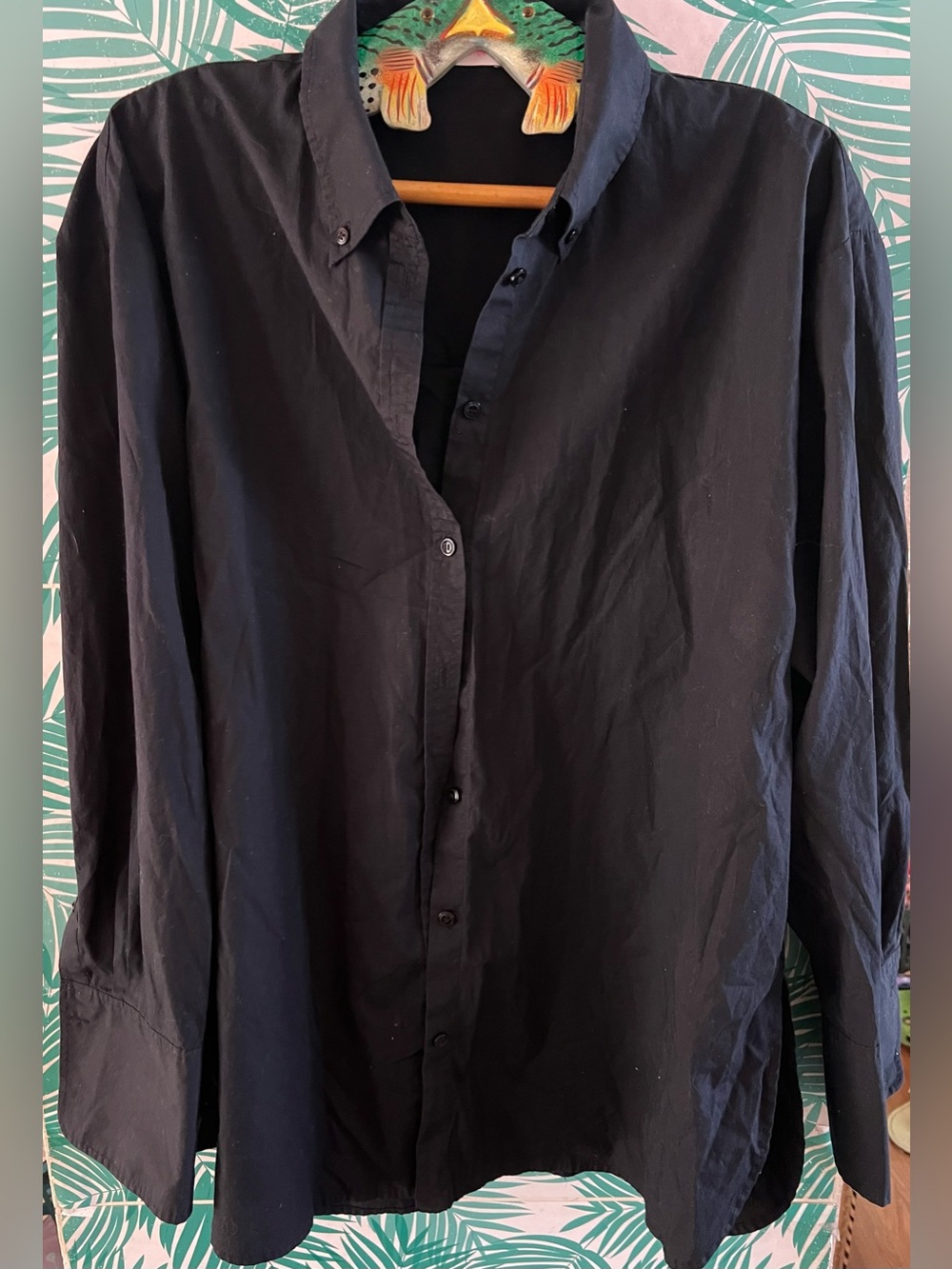 sass & bide Black oversized Long-Sleeve Button-Down Shirt 100% cotton sz L